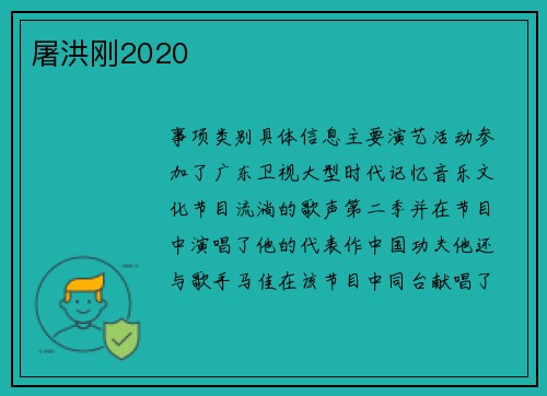 屠洪刚2020